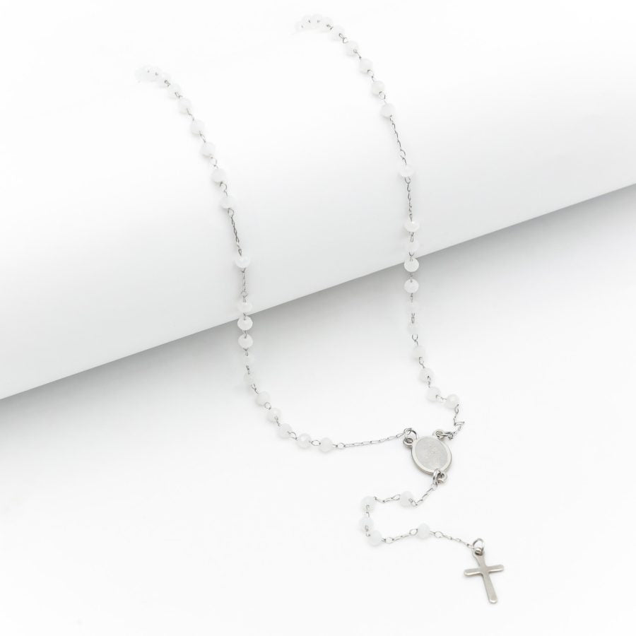 Krunica srebrna bijele perle