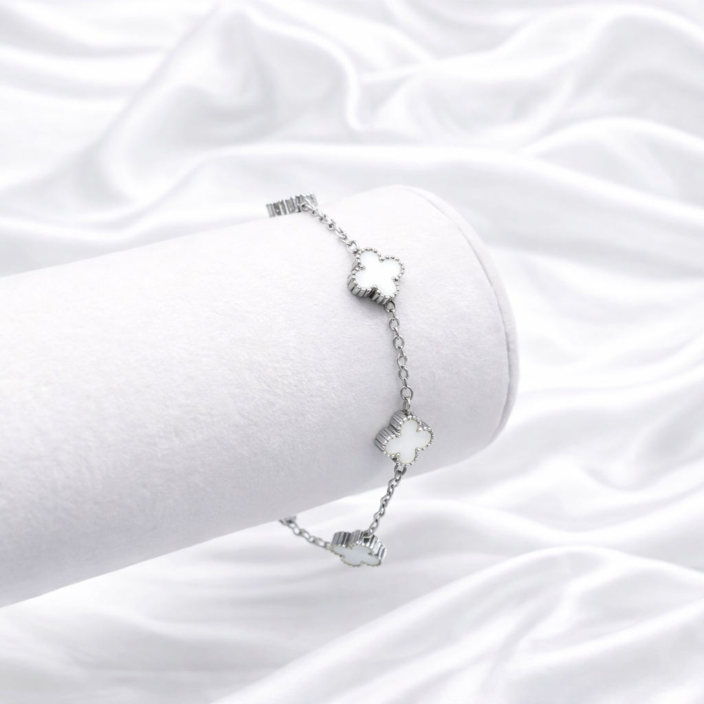 White Clover Charm Bracelet