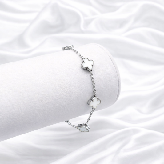White Clover Charm Bracelet
