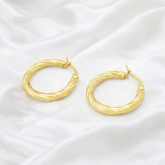 Golden Twist Hoops