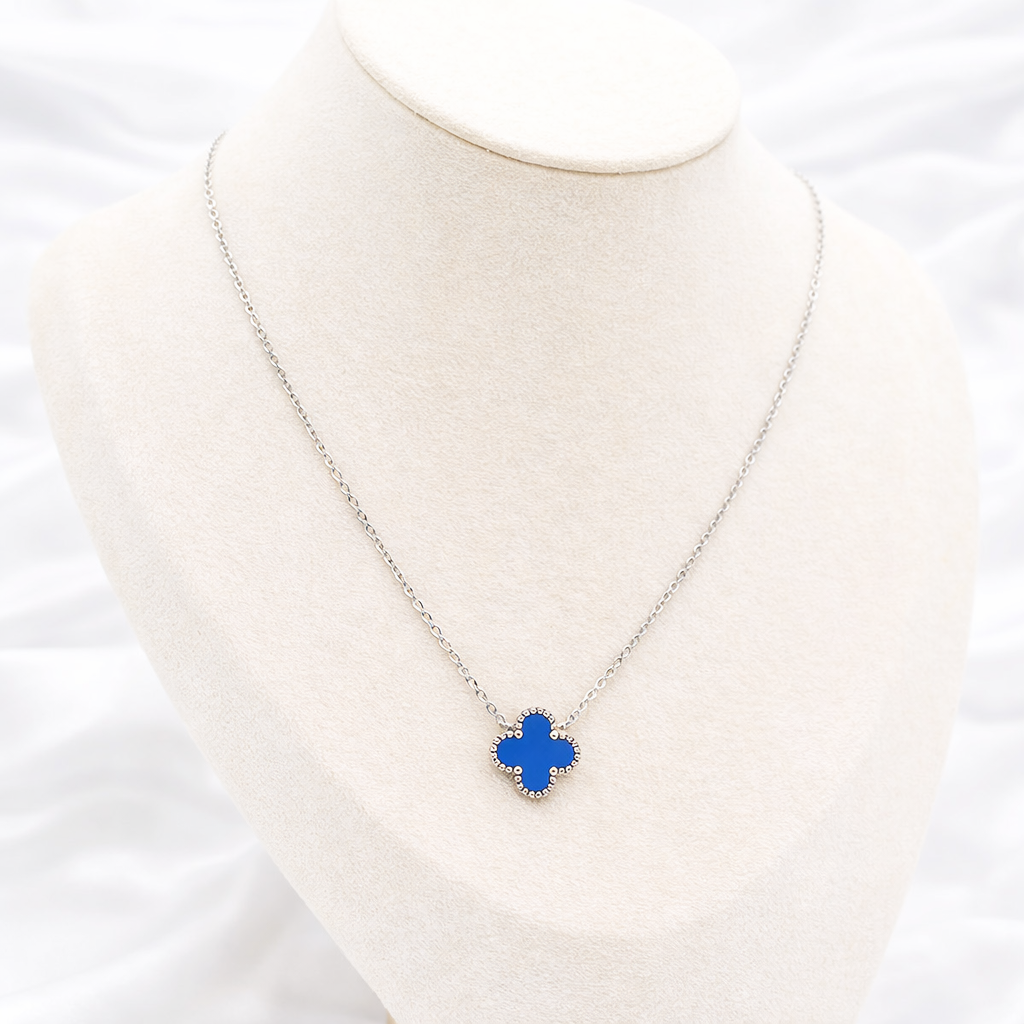 Blue Clover Charm Necklace