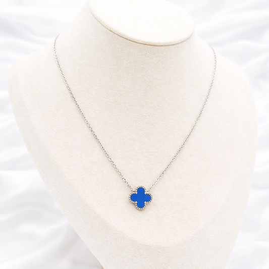 Blue Clover Charm Necklace