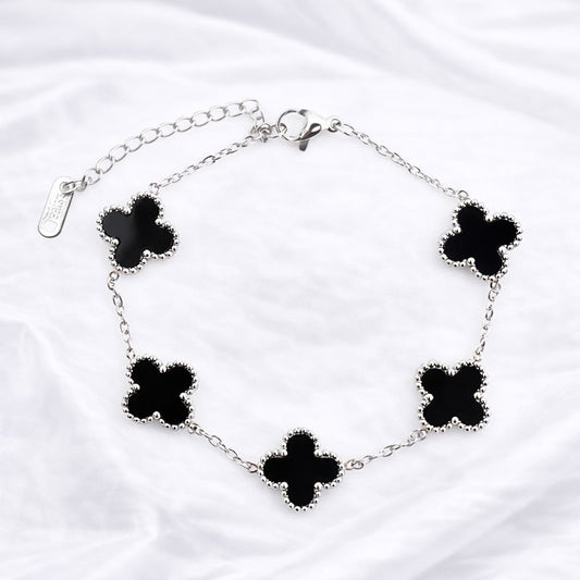 Black Five Clover Bracelet