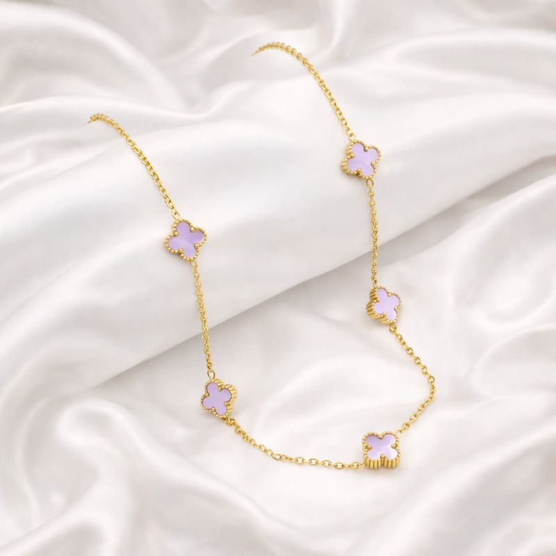 Lavender Clover Gold Necklace