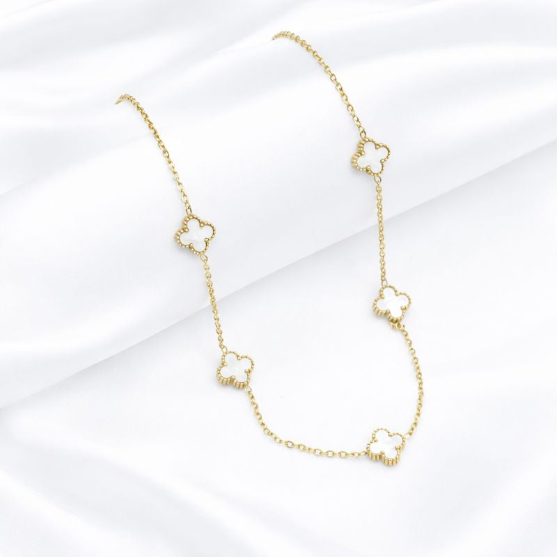 White Clover Gold Necklace
