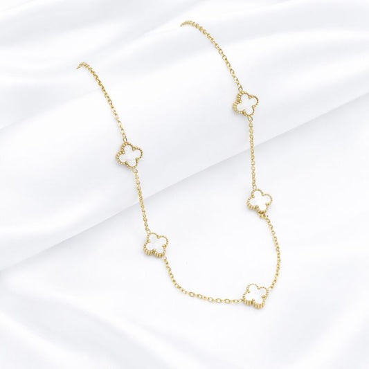 White Clover Gold Necklace