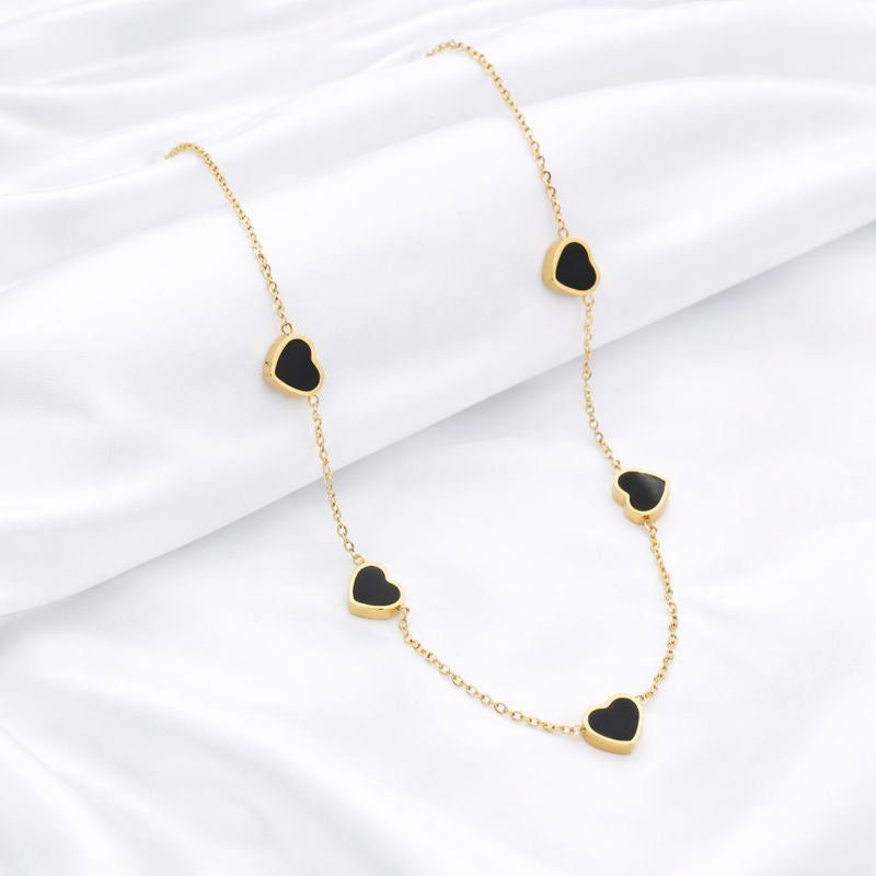 Black Hearts Gold Necklace