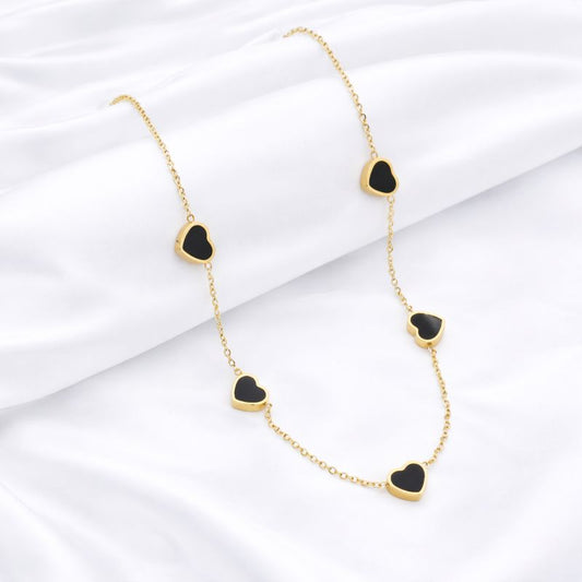 Black Hearts Gold Necklace
