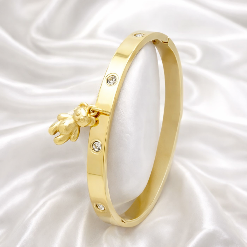 Golden Teddy Charm Bangle