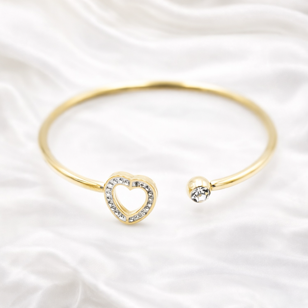 Open Heart Crystal Bangle
