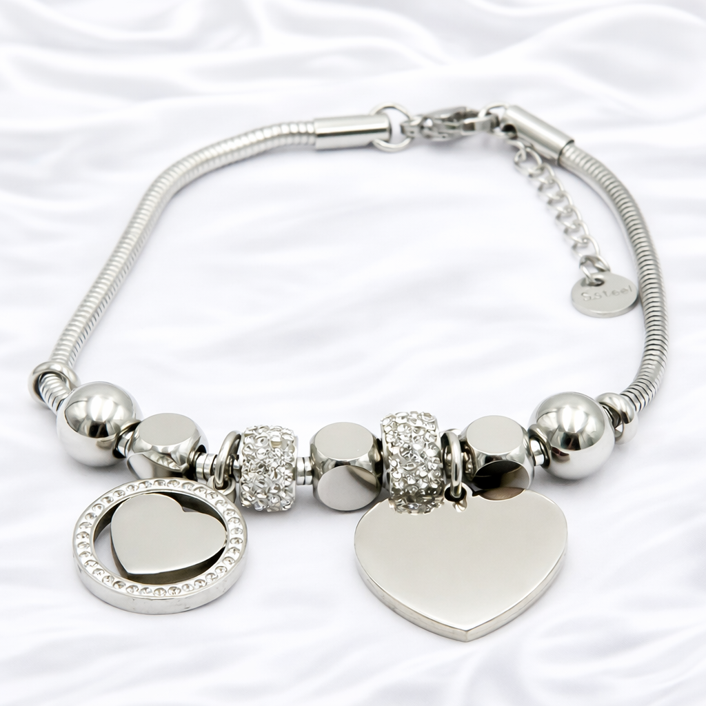 Double Heart Custom Bracelet
