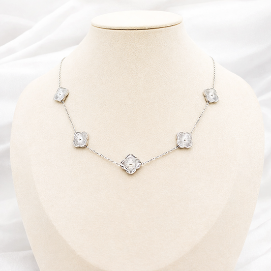 Silver Five Clover Necklace